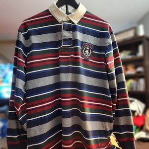 Vintage Tommy Hilfiger Multicolor Striped Long Sleeve Preppy Men's Polo Shirt L